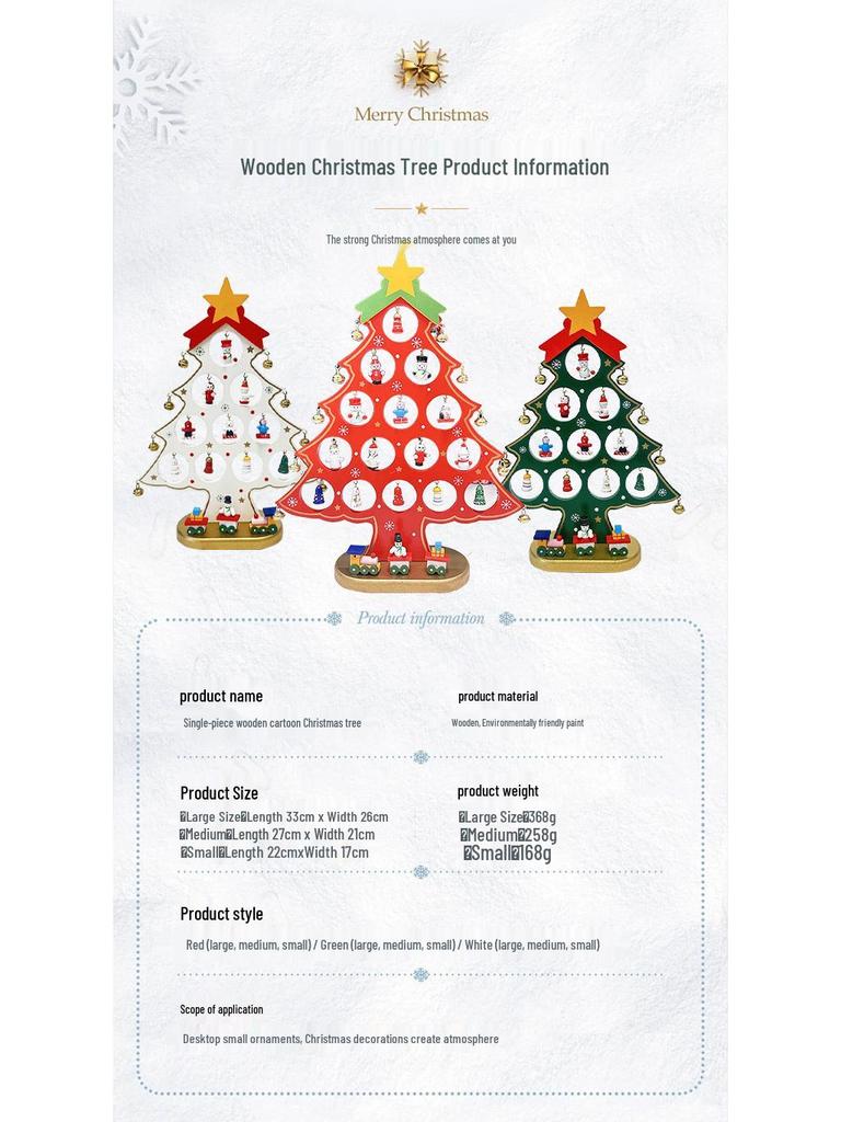 Wooden Christmas Tree Tabletop Display and Mini Figurines - Creative Gifts for Kids
