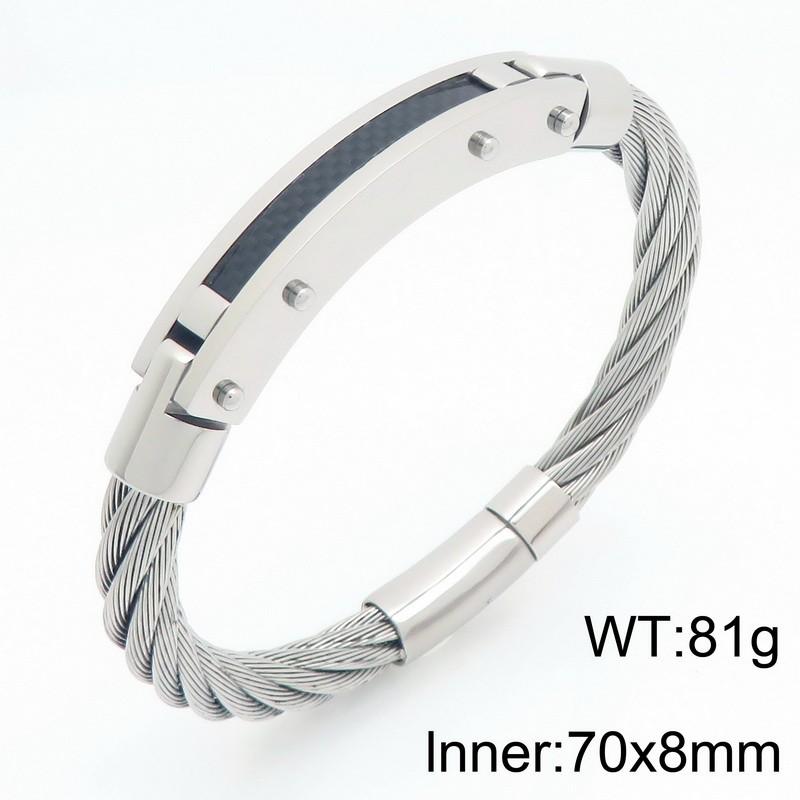 Heavy Cable Wire Bracelet Men s Punk Stainless Steel Black Accent Jewelry Gifts Magnetic Clasp Bracelet Chunky Accessory