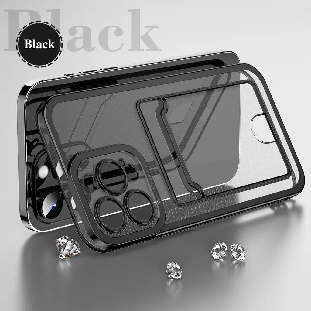 Modische weiche transparente plattierte Kartenhalter-Tasche Hülle für iPhone 16 15 14 Plus 13 12 11 Pro Max Stoßfeste Hülle für iPhone Hülle