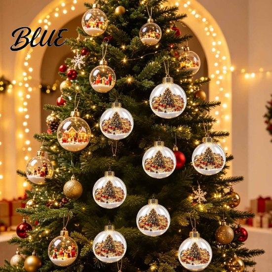 Coordinated Seasonal Arrangements Glowing Clear Christmas Ball Ornament Light Up Story Decoration with Warm LED 3D Winter Scene Baubles Light,