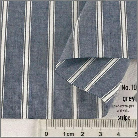 Blue, White, Gray Striped Cotton Fabric for Summer Shirts and Work Dresses