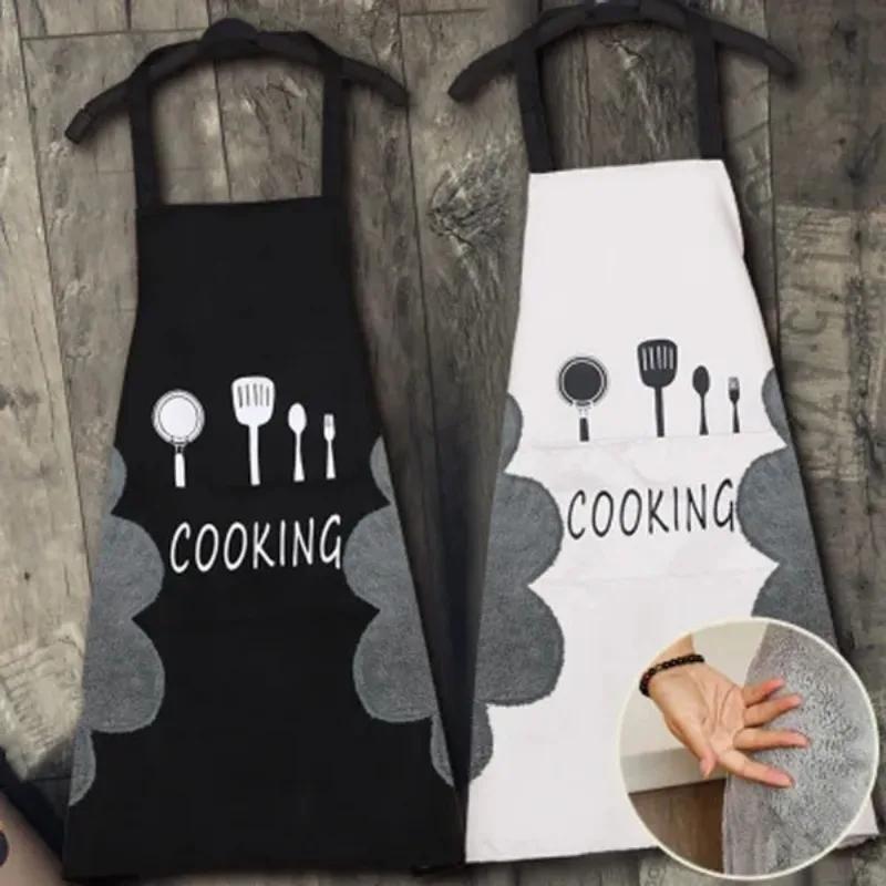 1 Pc Kitchen Durable Cooking Apron Household Can Wipe Hands Anti Oil Waterproof Apron
