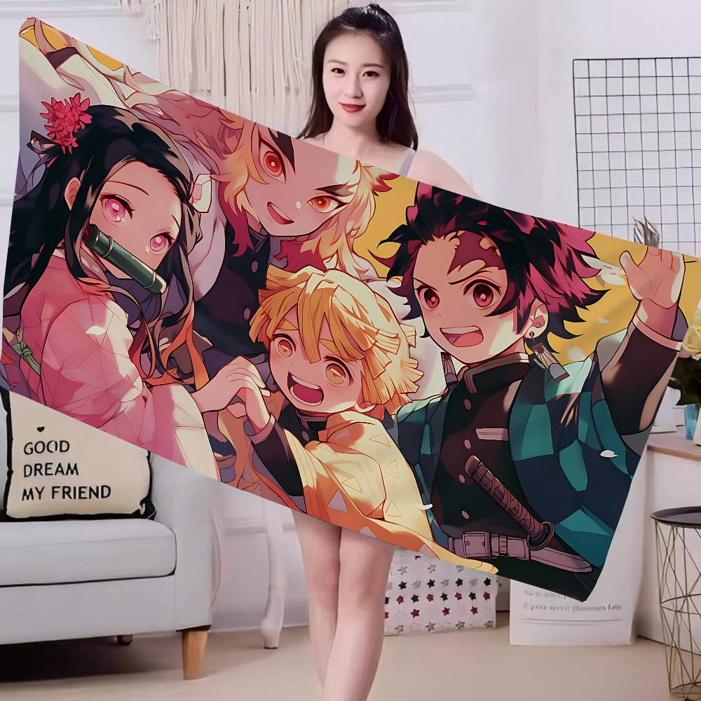 Demon Slayer Cartoon Beach Towel Cute Kawaii Room Decor Bath Girls Children Hand Towels For Bathroom Shower