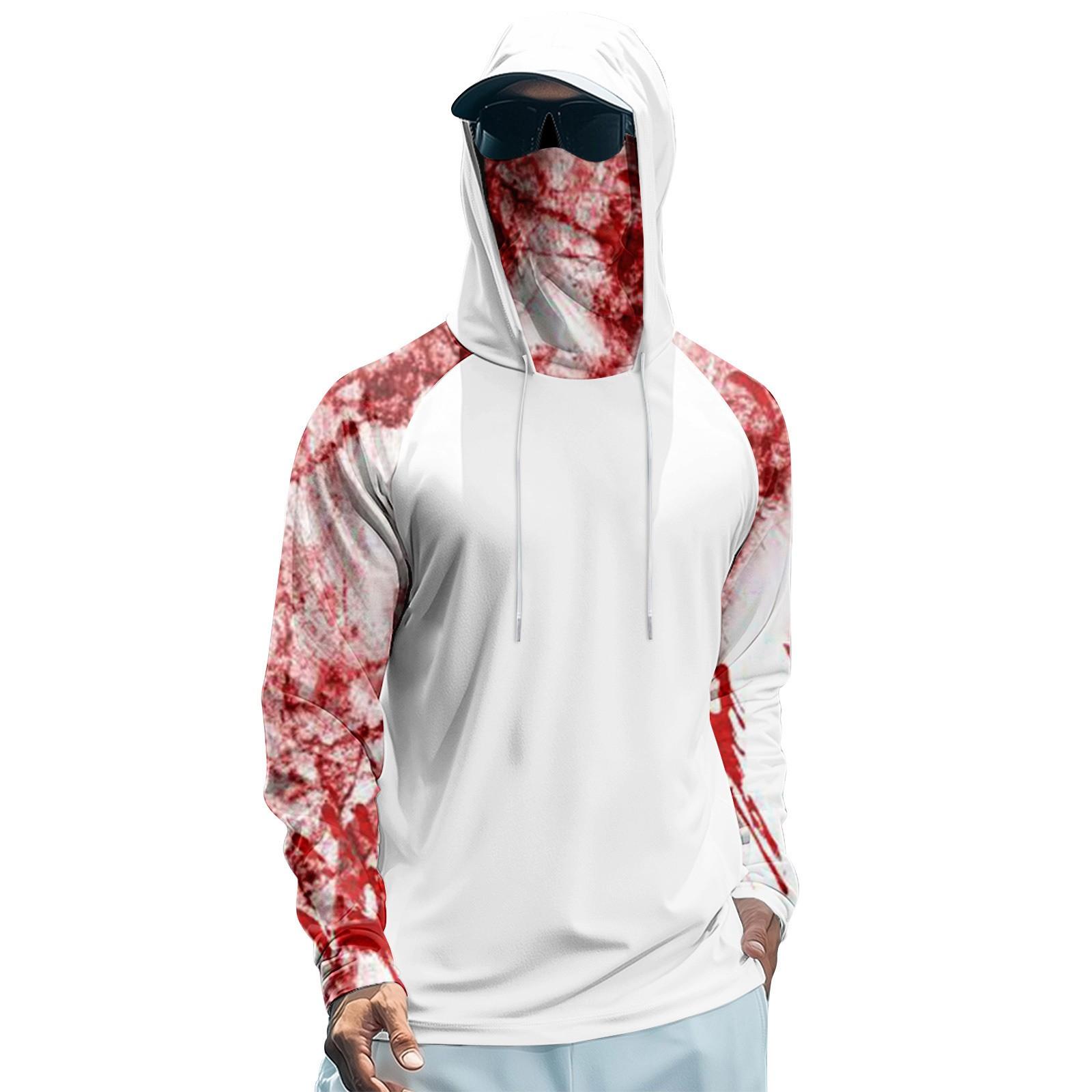 

Мужская худи реглан для рыбалки с принтами на Хэллоуин - UPF 50+ УФ защита, длинный рукав, солнцезащитная рубашка с сетчатым козырьком XXL фиолетовый