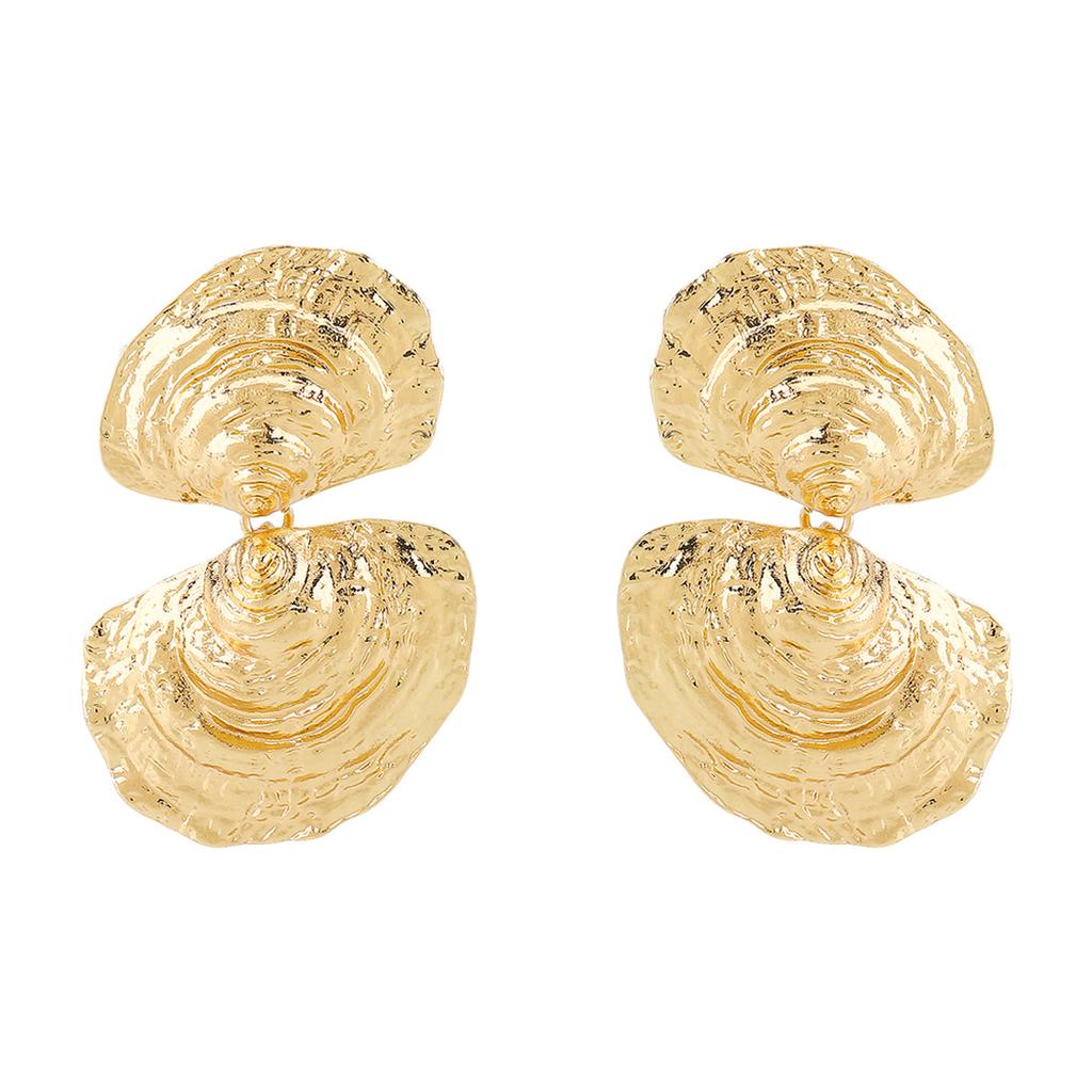 Ins Style Water Wave Irregular Earrings Unique Design Exaggerated Shell Stud Earrings Fashion Women Jewelry