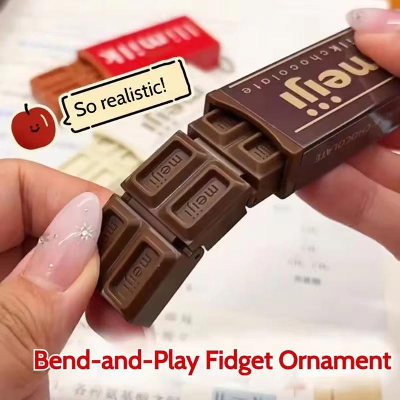 Creative 3D Ornament Simulation Keychain, Simulated Meiji Chocolate Fidget Toy, Stress Relief Funny Key Bag Pendant Child Gift