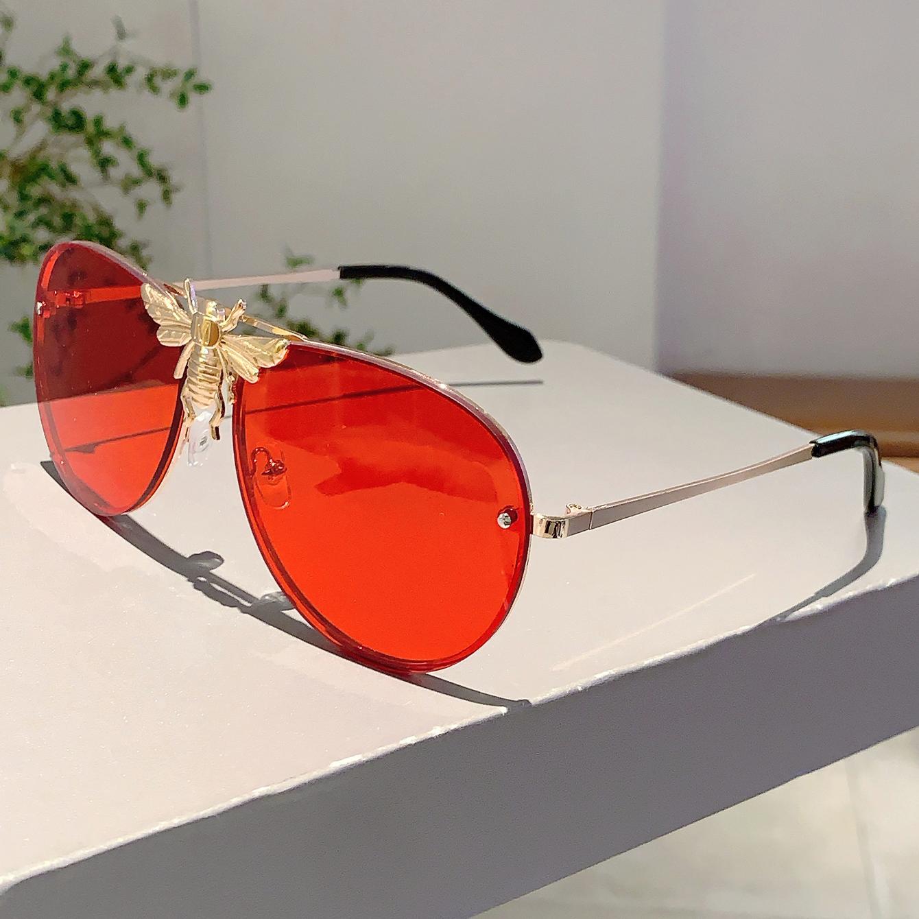 

KAMMPT Vintage Pilot Sunglasses Men Fashion Metal Rim Gradient Multicolor Shades Women Trendy Luxury Brand Design Sun Glasses golden красный