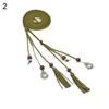 Women Braided Beads Tassels Thin Skinny Waist Rope Belt Self-Tie Dress Waistband