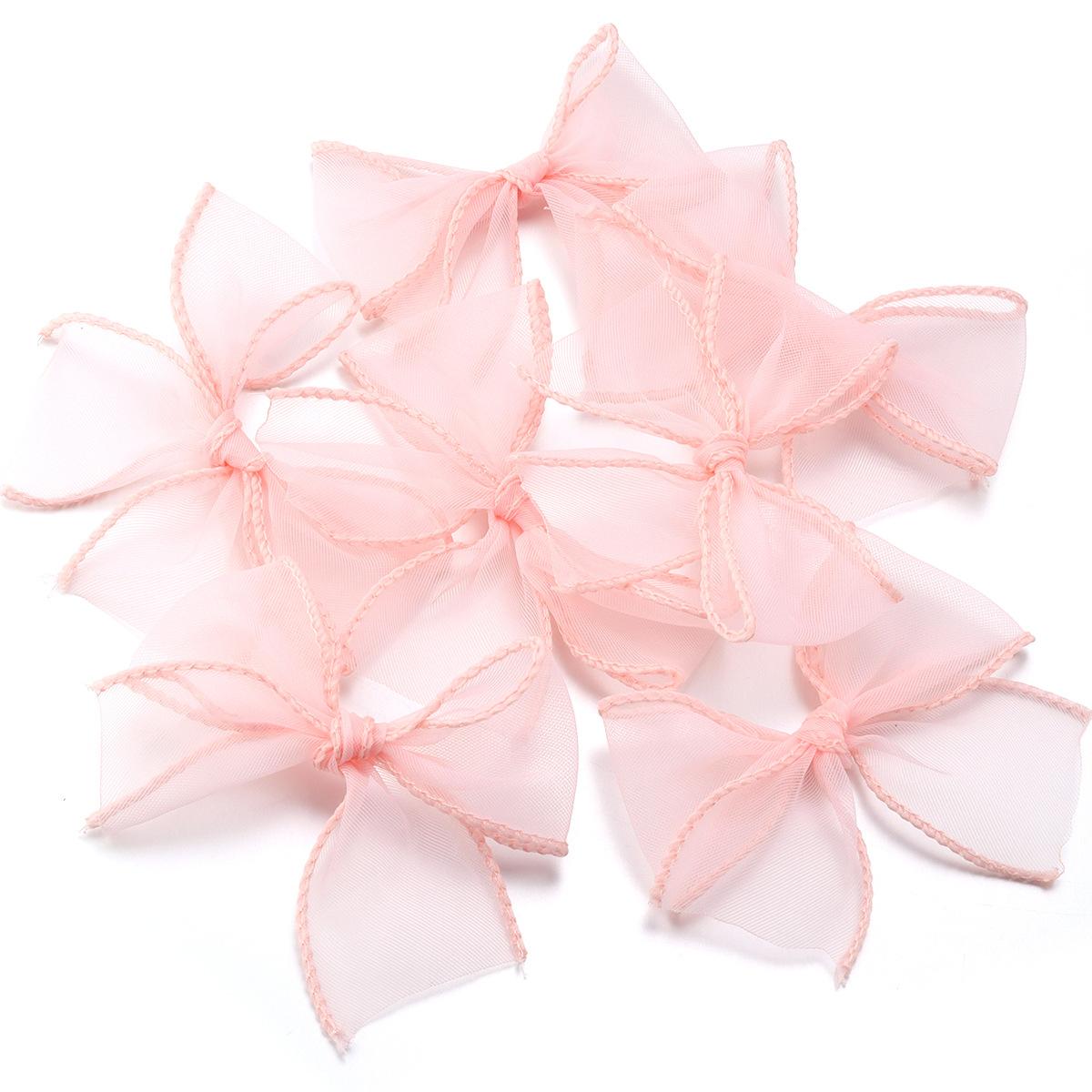 

10pcs/pack 8x8cm Fish Tail Gauze Hand Tied Bow Hair Clothing Accessories For DIY Handmade Craft Clothing Decoration Accessories 8x8cm розовый