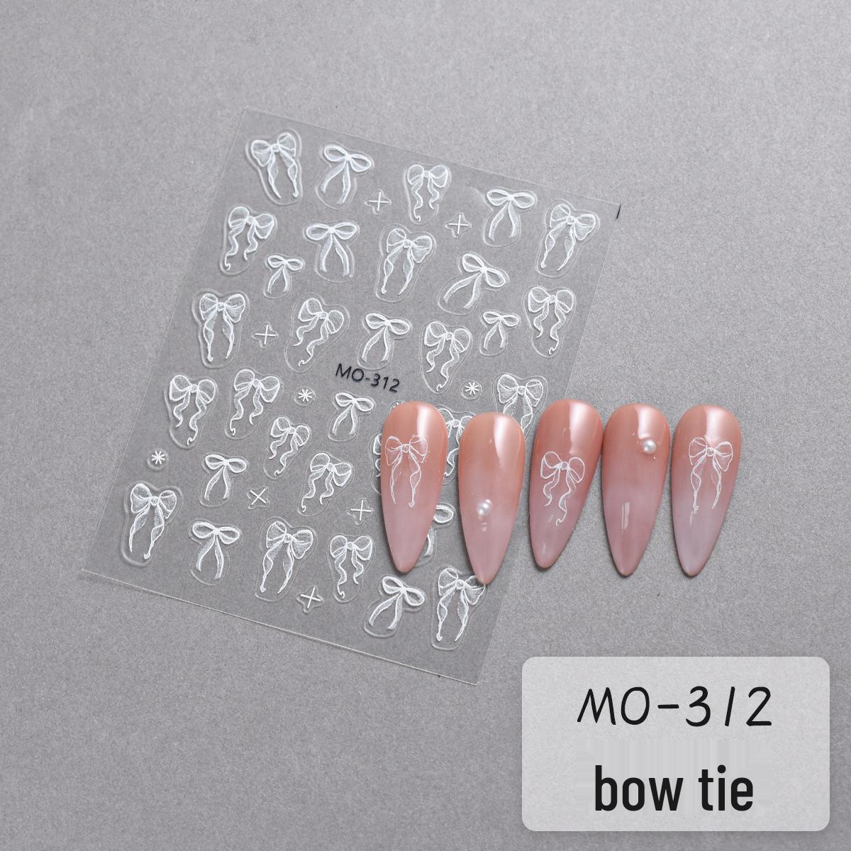 

3D Pink & White Bowknot Nail Stickers - Cute Girly Ribbon Decorations