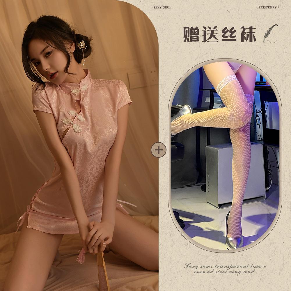 New sexy lingerie retro jacquard sexy classical cheongsam uniform temptation pajamas hot passion suit