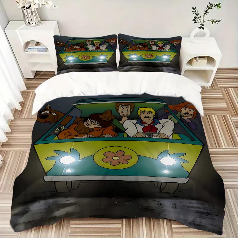 3pcs Scooby-Doo Duvet Cover Set - Machine Washable, Includes 1 Duvet Cover and 2 Pillowcases, No Core Included, All-Season Home Decor for Do