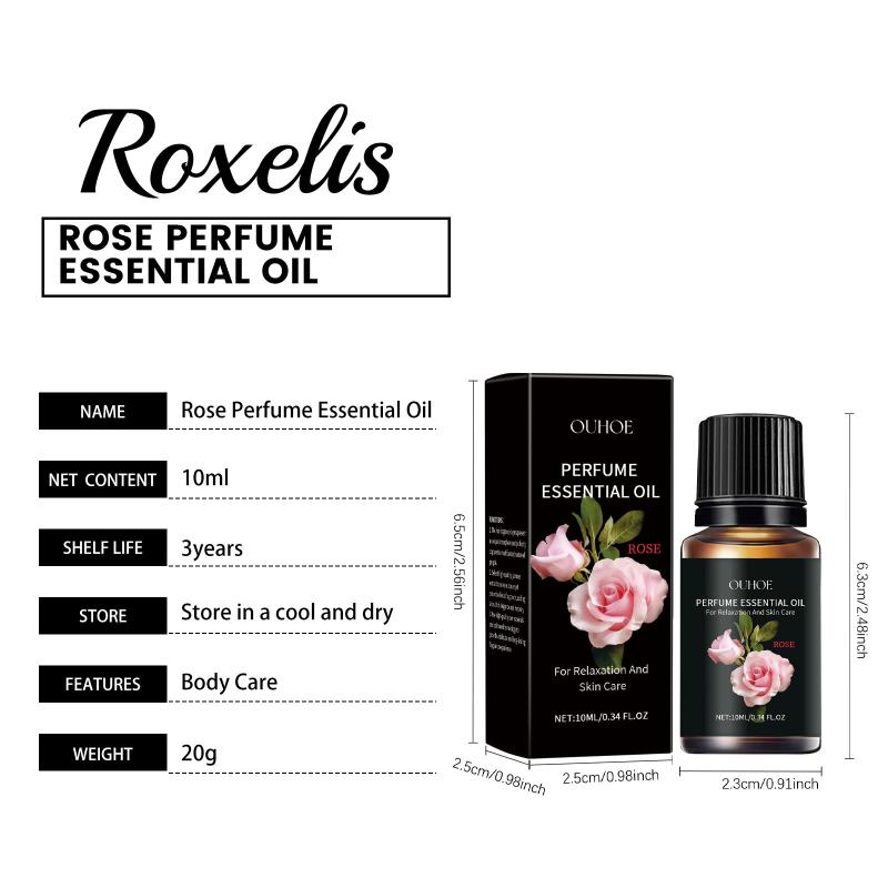 Rose Essential Oil Perfume Aroma Diffuser Long-Lasting Fragrance Hydrating Relaxing Moisturizing Spa Face Hair Body Massage Oil