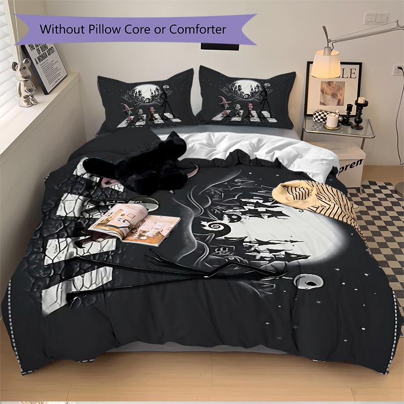 Nightmare Before Christmas Printed 3pcs Bedding Set Soft Microfiber 1 Duvet Cover And 2 Pillowcases Home Bedroom Decor Xmas Gift K1911