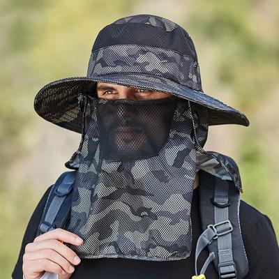UV Protection Summer Sun Hats For Men Multipurpose Hiking Fishing Caps With Neck Flap Outdoor Camouflage Breathable Bucket Hat