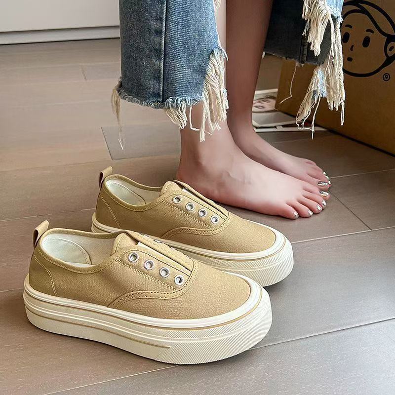 Scarpe da Ginnastica in Tela Retro con Suola Spessa Casual Traspiranti da Donna per Primavera e Autunno