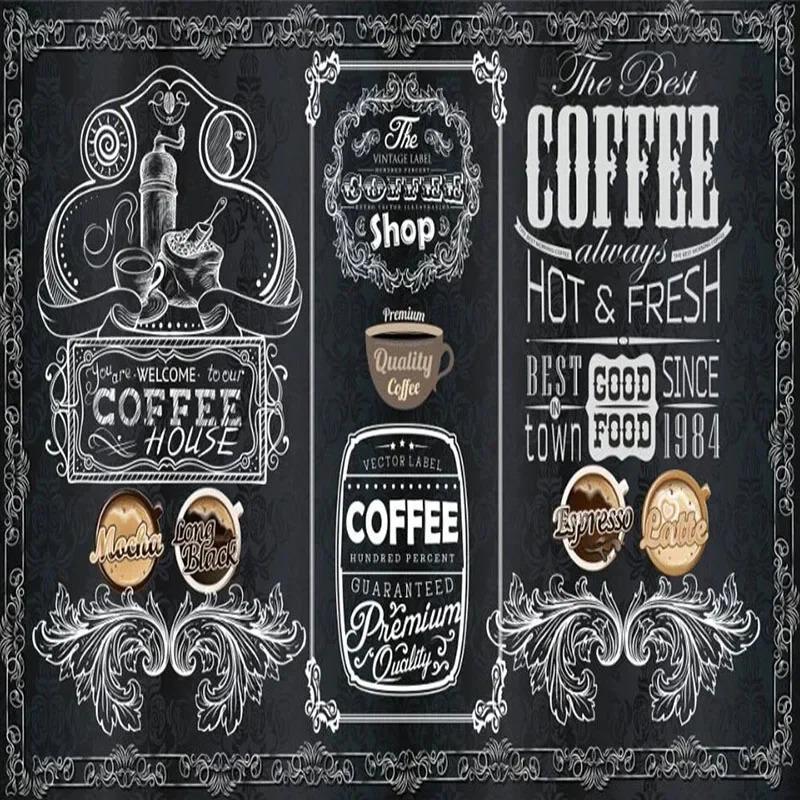 Tapet Tablă Neagră Pictată Manual Retro 3D Decor Perete Fundal Cafenea Restaurant Tapet