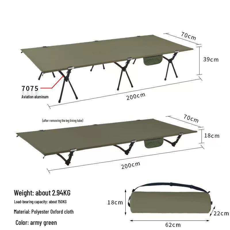 Adjustable Aluminum Folding Camping Bed with Oxford Cloth