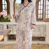 Pajamas women's spring and autumn silk new Chinese loungewear can be worn outside the national style middle-aged and elderly mother's cotton and silk