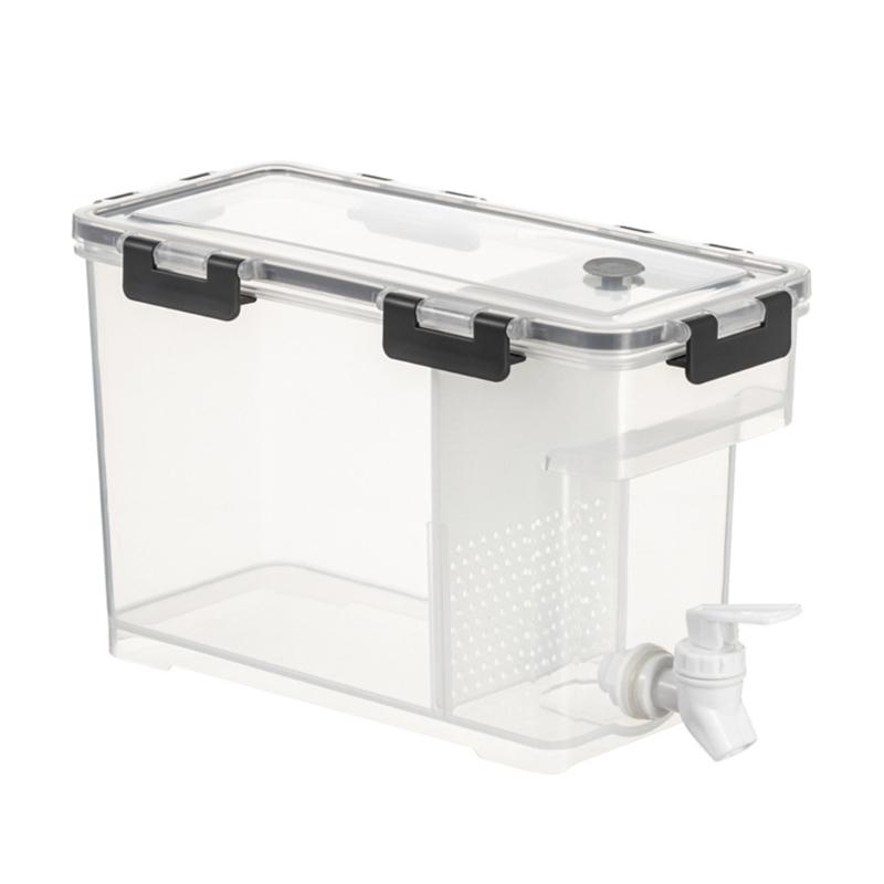Clear High Capacity Beverage Dispenser with Airtight Lid Refrigerator Safe Leak Proof Drink Container with Tap