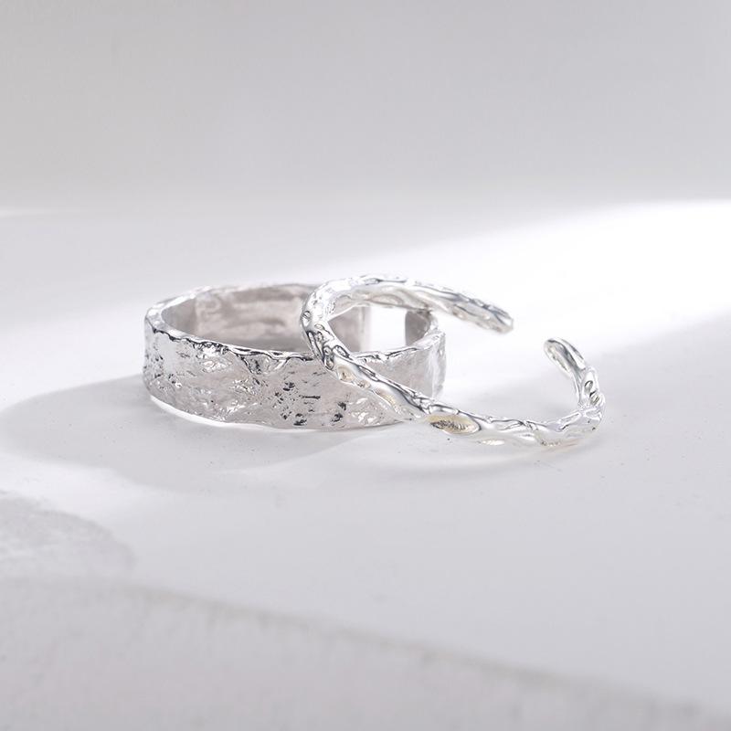 Irregular Tin Foil Texture Bump Ring Female Punk Hip Hop Trend Personality Adjustable Index Finger Ring