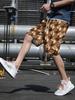 One 3D Geometric Woven Fabric 3D Texture Men's Daily Casual Streetwear Summer Brown With Gold & Brown 3D Geometric Men's Cargo Shorts