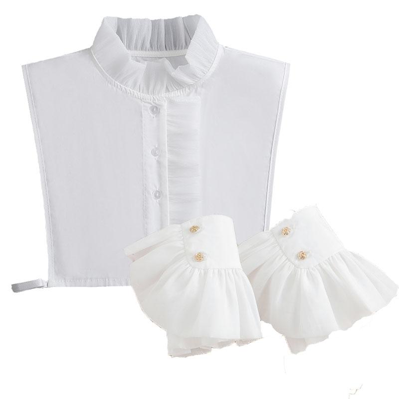 Men's Shirts Fake Collar Fake Cuff Sets Removable Half Shirt Fake Collar+Sleeved Formal Wear Shirt Detachable Collar Set