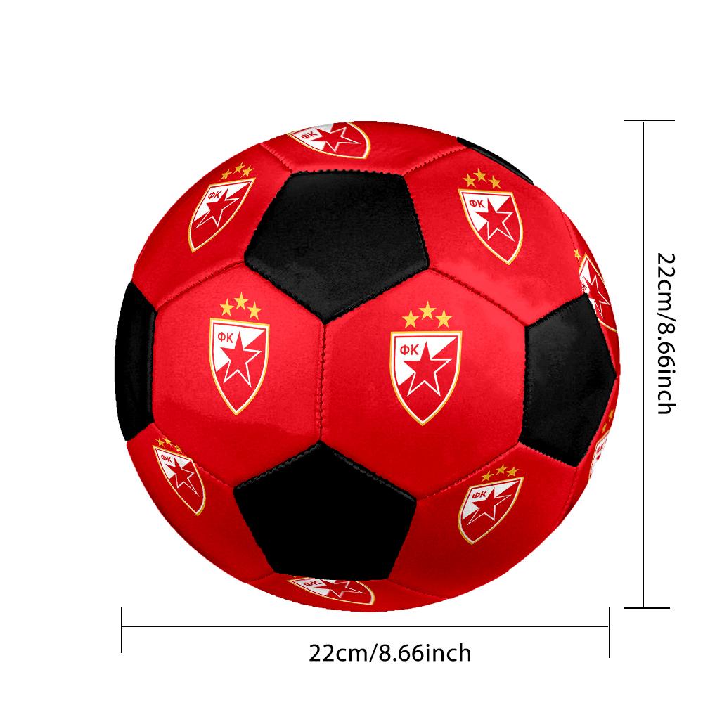 SIZE 5 Red Star Belgrade Soccer Ball Colorful All Ages Machine Stitched PVC Competition Ready Durable High-Bounce