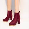 Women Shoes Ankle Boots Woman Sexy High Heels Pattern Chunky Heel Shoes Ladies  Female Open Toe Women's Sude Boots