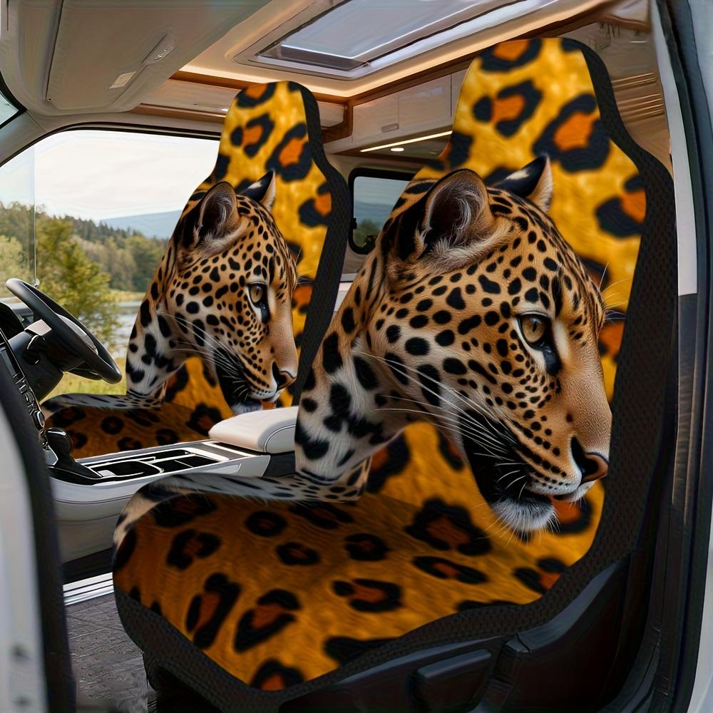 2 Stück, Universell passend für Auto, SUV, Limousine, LKW Leopard Porträt Wildtier Tier Nahaufnahme Druck Autositzbezüge für Damen und Herren, D