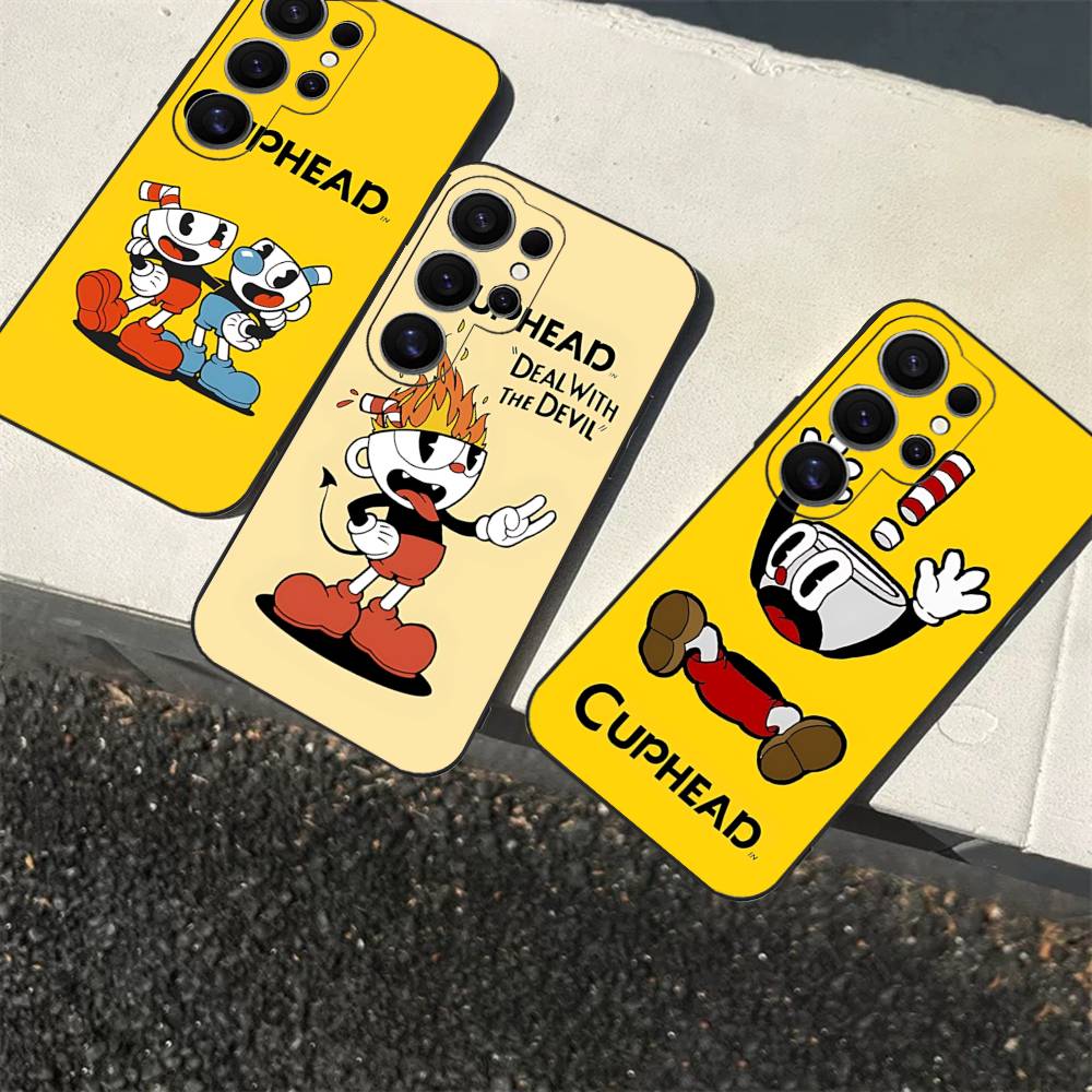 Comedy Animation C-Cuphead Cartoon Phone Case For Samsung S 24 Fe 25 Ultra Plus 20 Lite 21 30 22 23 24 22 Ultra 5G Fundas