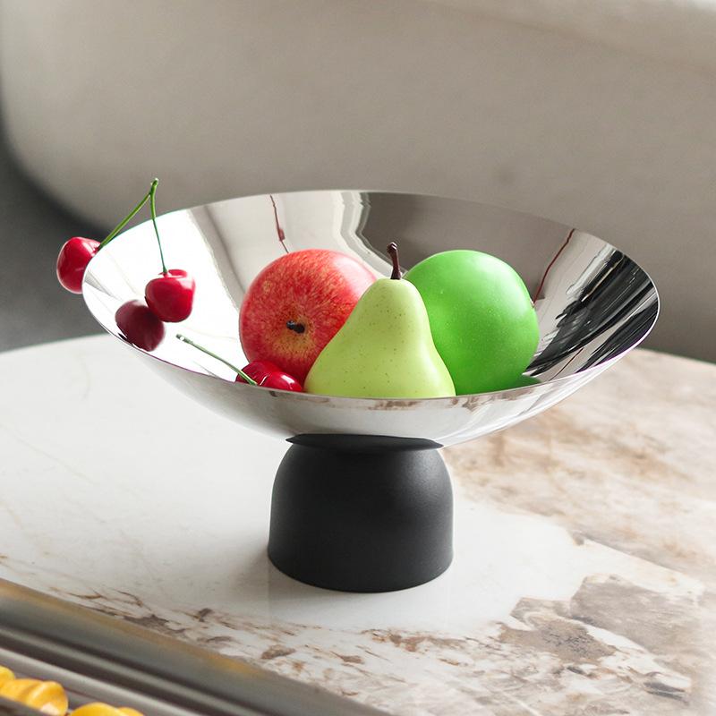 Stainless Steel Storage Tray, Large Fruit Bowl, Restaurant Round Fruit Plate, Household Snack Plate, Tableware, Kitchen Supplies