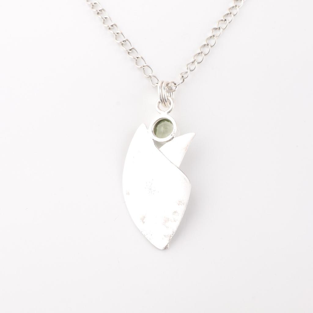 Green Amethyst Gemstone 925Sterling Silver Jewelry Handcrafted Designer Pendant PP-36-11