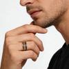 Fashion 8mm Gold Color Stainless Steel Rings for Men Women, Inlaid Arrow Hawaiian Koa Wood Rings, Men Wedding Band Jewelry