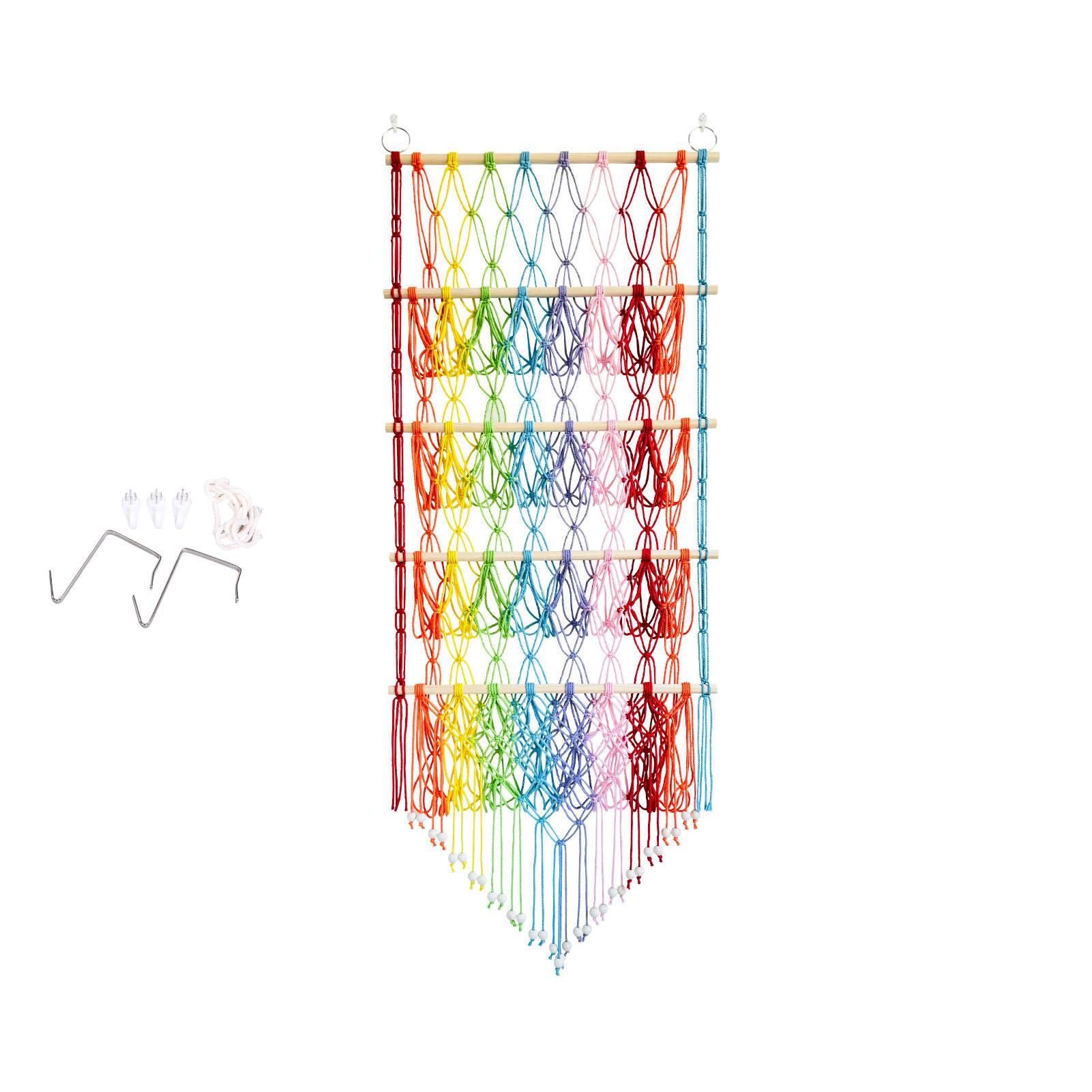 4 Tier Doll Storage Rack Wooden Stick Woven Net Stuffed Toy Wall Or Door Hanging