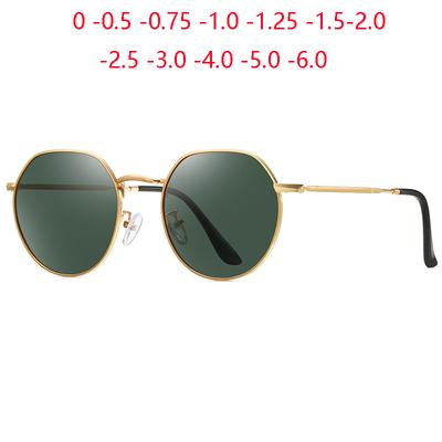 Klassische Damen Herren Polygon Myopie Sonnenbrille Vintage Anti-Blendung Korrektur-Sonnenbrille Dioptrie 0 -0,5 -0,75 Bis -6,0