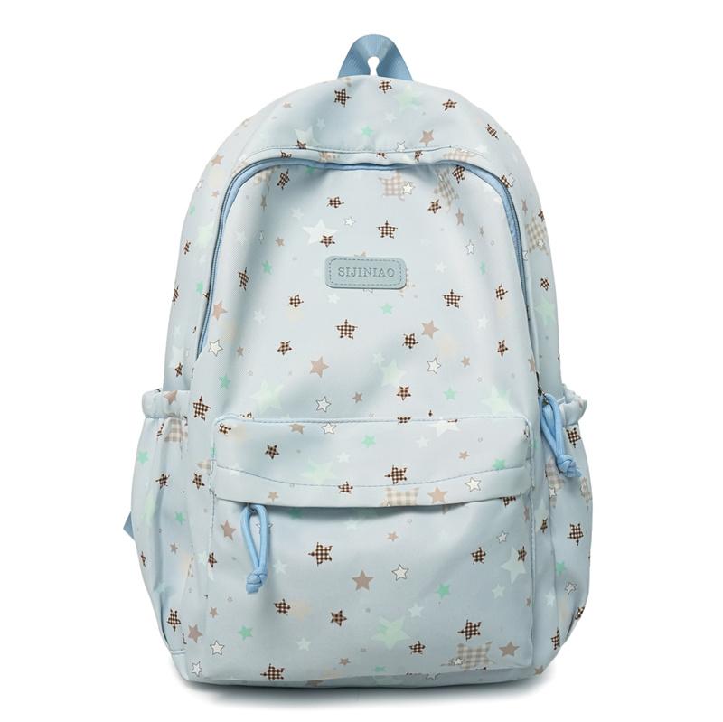 Star Print Large Capacity Backpack Grade 3-6 Student Schoolbag синий