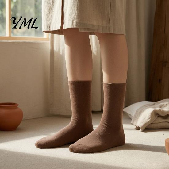 Minimalist Fashion Cotton Socks Women Mid-Length Crew Socks, Casual Loose Cuff Mittens, Comfortable Stackable Mid Length Breathable Solid Color