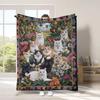 Vintage Pet Cat Digital-printed Polyester Bedroom Velvet Flannel Soft Sofa Cover Blanket Fleece Soft Cover Blankets for Beds