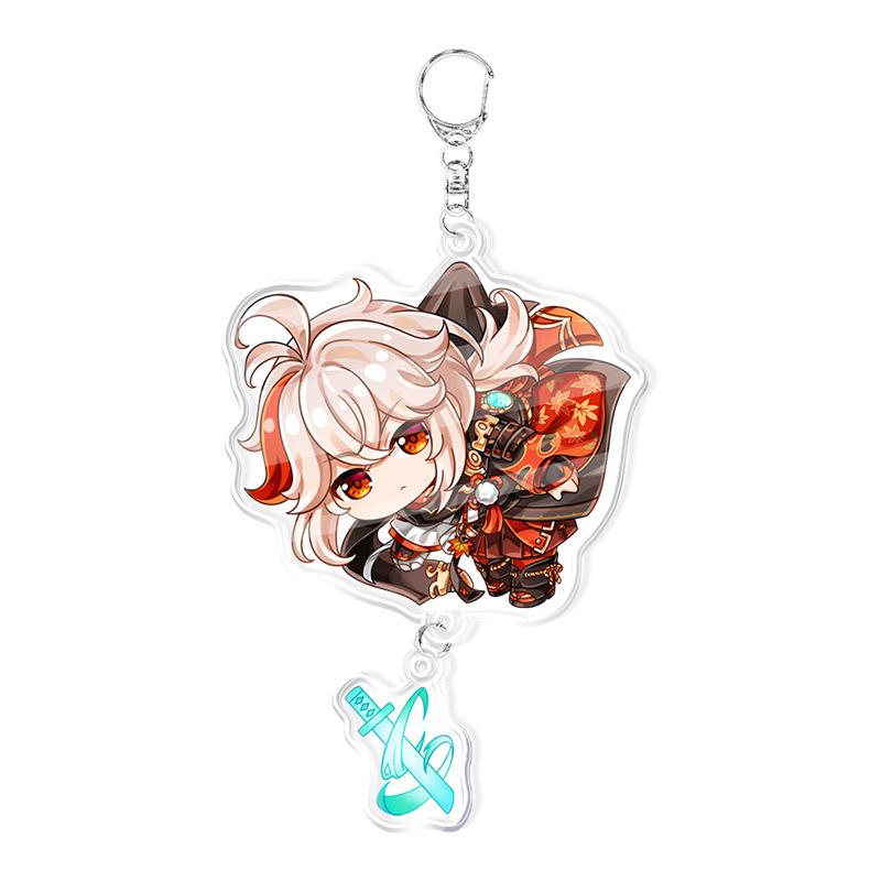 Game Genshin Impact Keychains Acrylic Model School Bag Jewelry Keychian Metal Holder Key Ring For Children Girl Men Accessories