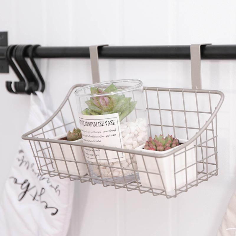 Dormitory bedside hanging basket small shelf Dormitory good goods wrought iron storage basket Hook type storage basket