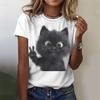 Cute Women's Round Neck Printed 3D T-shirt with Animal Fun T-shirt