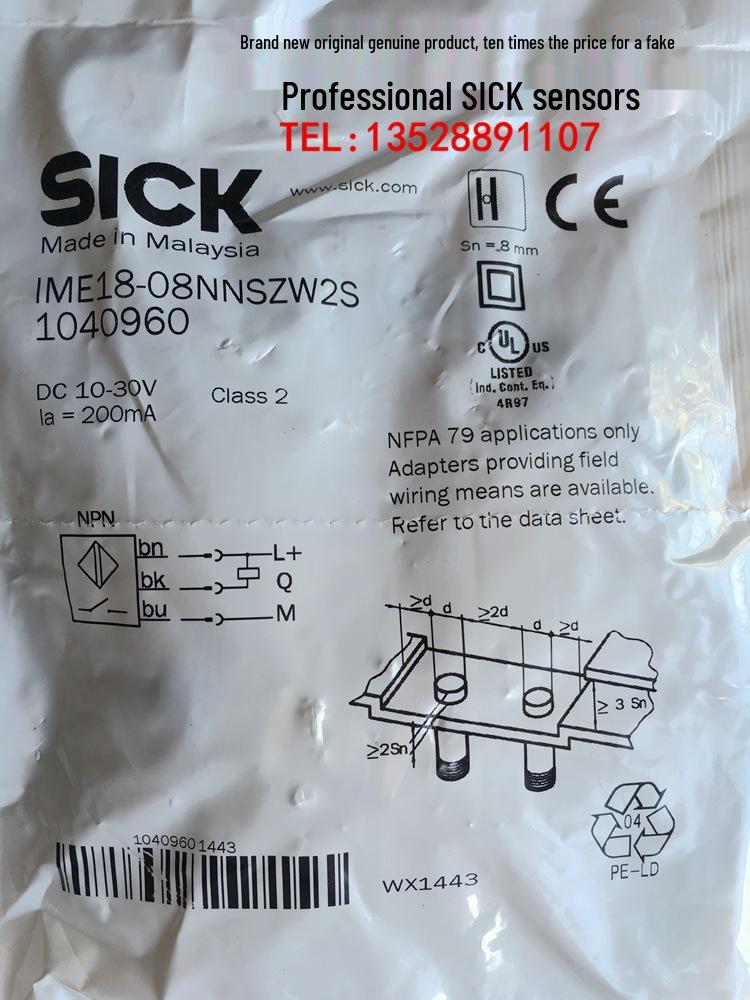 

SICK Proximity Switch IME18 Series: Models 08NNSZW2S, 08NPSZW2S, 08NPSZC0S IME18-08NNSZW2S NPN Output