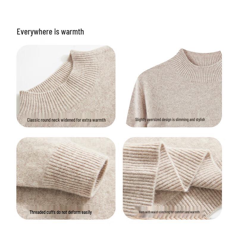 Hengyuanxiang Women's Cashmere Wool Blend Knit Sweater HYXT6704