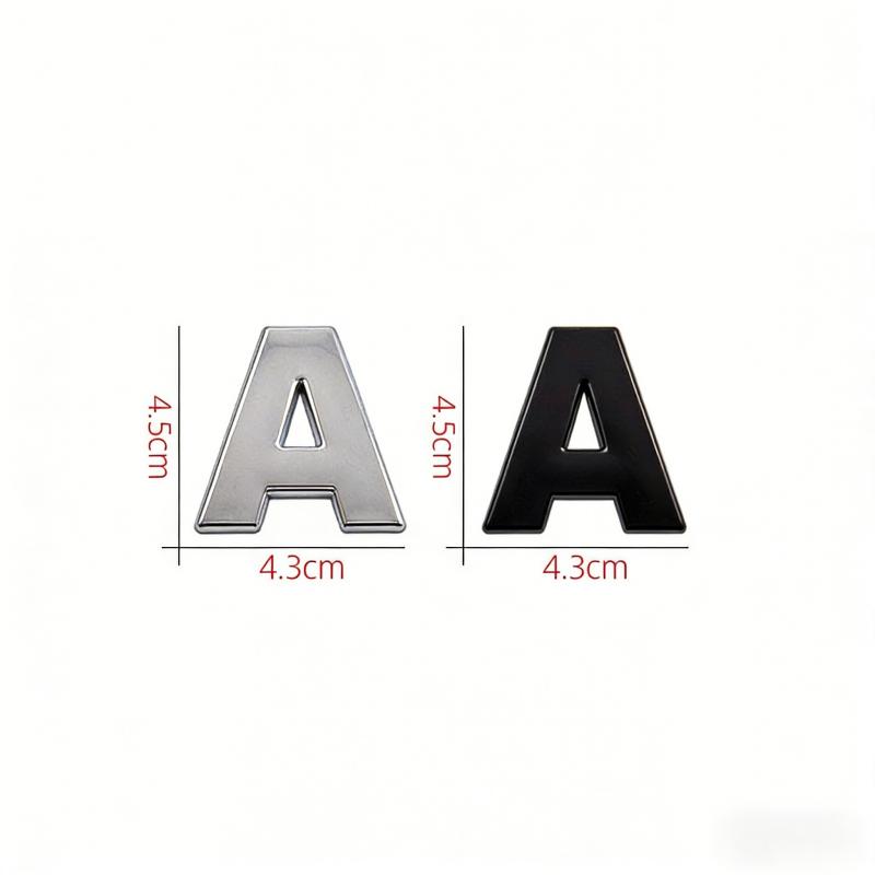 ABK1  25mm 45mm DIY 2015 3D Sharp Letters Numbers Full Alphabat Nameplate Logo Trunk Badge Sticker I Love Any Cars Black Chrome
