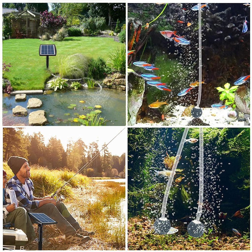 6V 2W Plug-in Solar-Sauerstoffpumpe mit 8,2ft Rohr 2 Luftblasensteine ​​Aquarium Oxygenator Aquarium