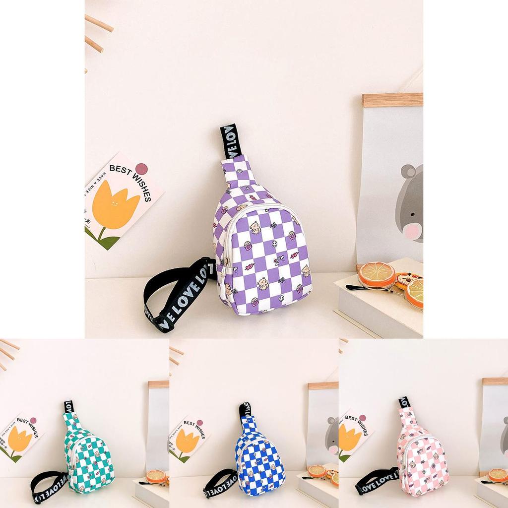 Adorable Cartoon Plaid Kids Chest Bag 2023 Fashionable Toddler Crossbody Bear Snack Bag