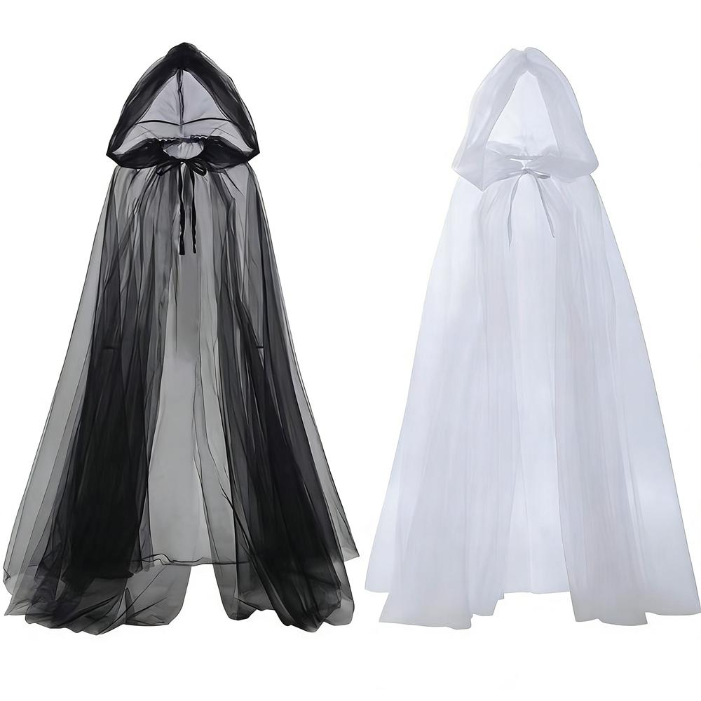 Schwarzer Brautschal Hexen Cosplay Umhang Halloween Cape Spiel Party Kostüm Requisiten Feiertag Verkleidung Vampirkostüm