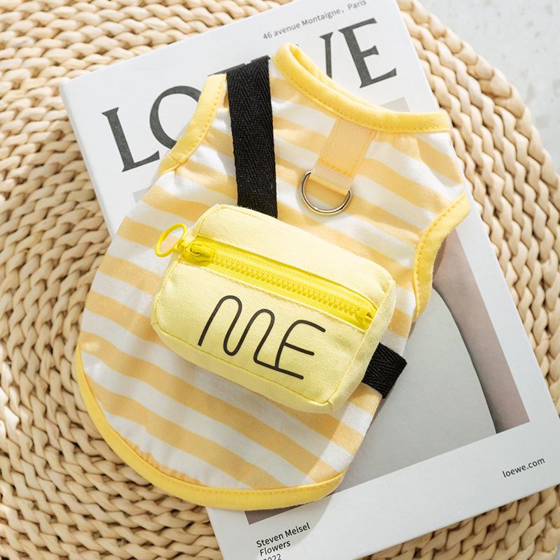 Three-dimensional Backpack Striped Traction Cat Vest Cat Clothes Anti-hair Loss Puppet Hairless Cat Spring and Summer Pet Clothing