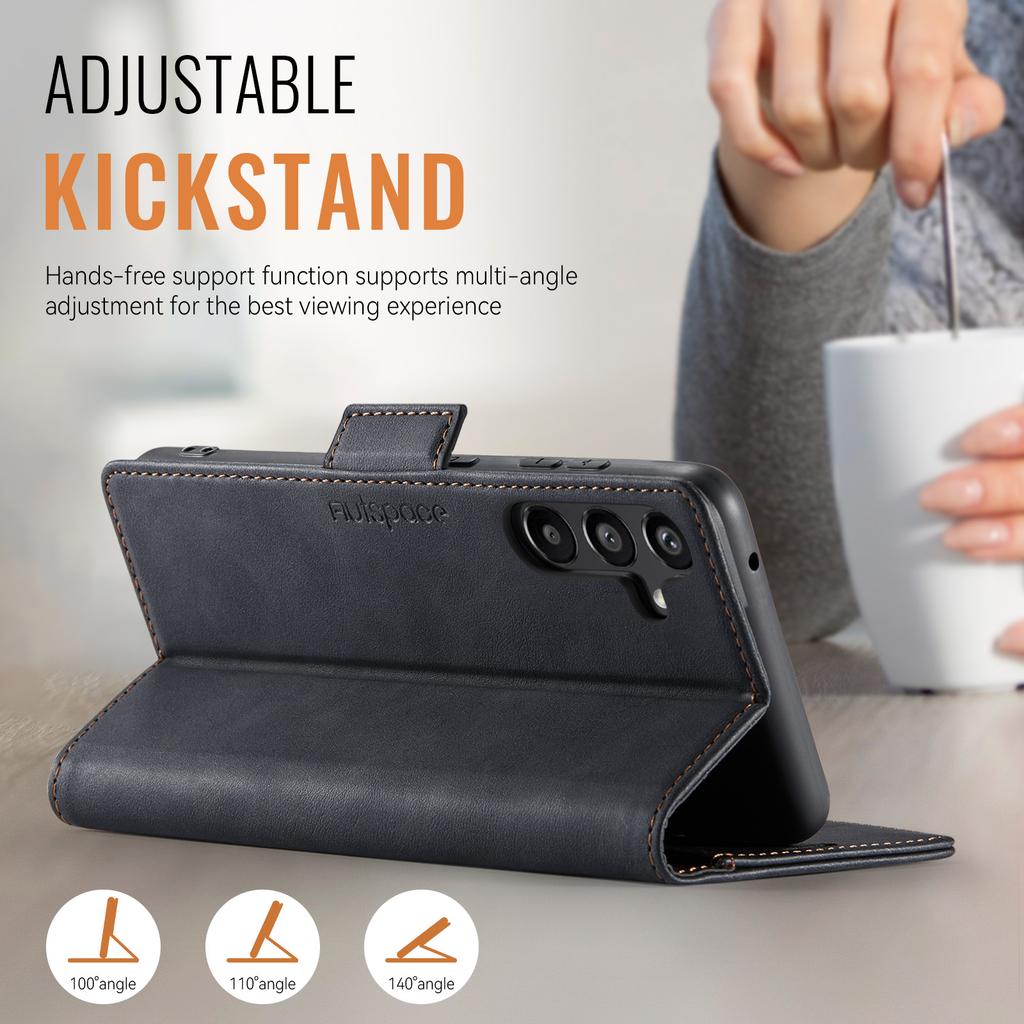 Für Samsung Galaxy A55 5G Hülle AUTSPACE A11 RFID-Blockierung Retro Leder Handy Brieftaschenhülle